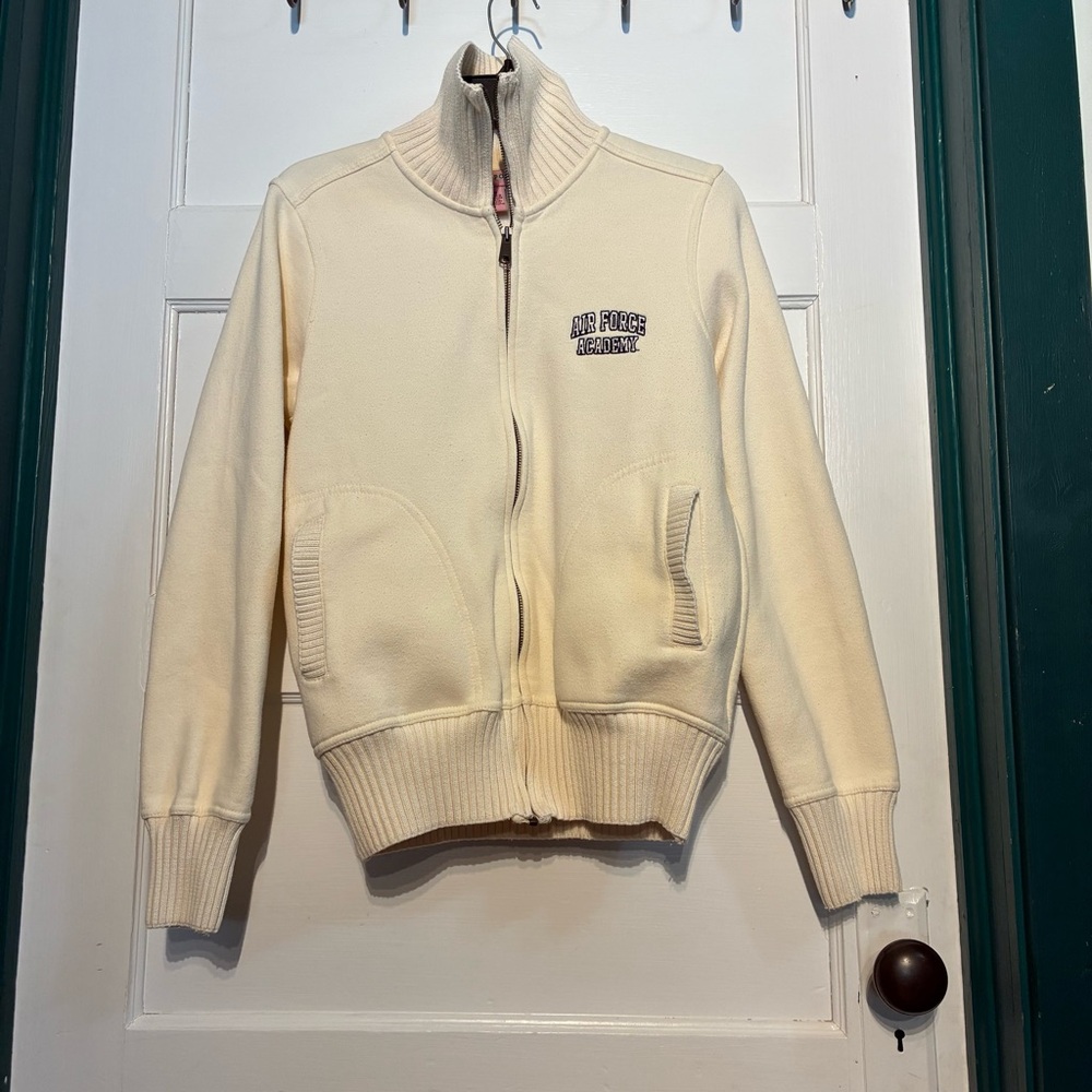 Air Force Academy Off-White Full Zip With Ribbing**FLAWS